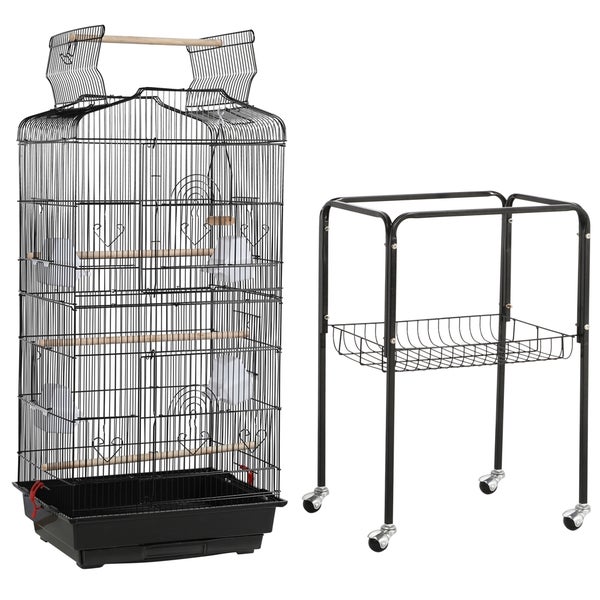 Yaheetech Vogelkäfig mit Freisitz , Schwarz
