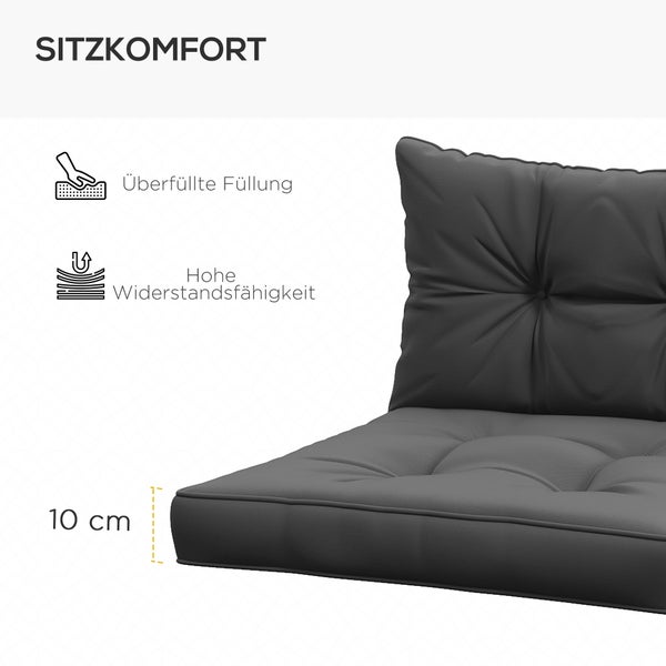Outsunny 2er-Set Gartenstuhlauflagen Sitzauflagen Sitzpolster Stuhlkissen mit 10 cm dicken Polsterung für Rattan- & Gartenmöbel, Polyester, Dunkelgrau