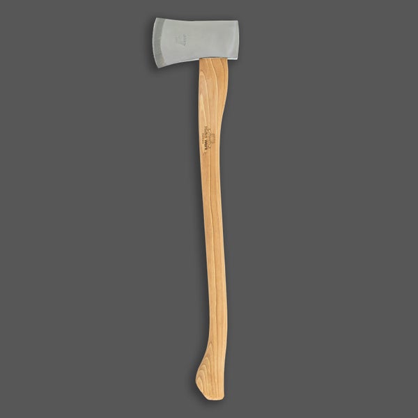 Forstaxt mit geschmiedetem Stahlkopf und langem Hickory Holzstiel von Helko Werk