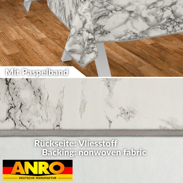Tischdecke mit Marmormuster, Paspelband und Vliesstoffrückseite