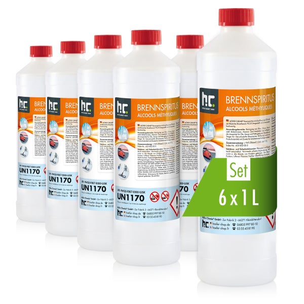 Brennpiritus in einer Kunststoffflasche mit rotem Verschluss