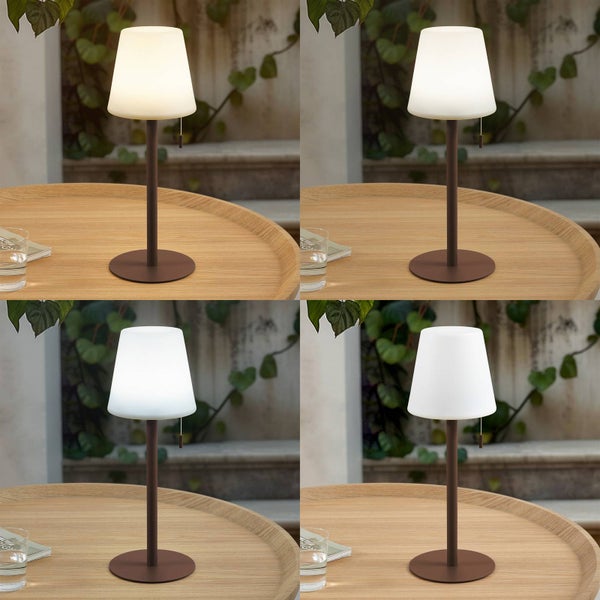 Lindby LED Akkutischlampe höhenverstellbar, Lichtfarbe 3-stufig einstellbar Akku Tischlampe kabellos aufladbare tragbare Tischleuchte Garten IP44
