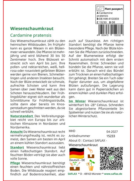 SAFLAX  - Wiesenschaumkraut - Cardamine pratensis - 100 Samen