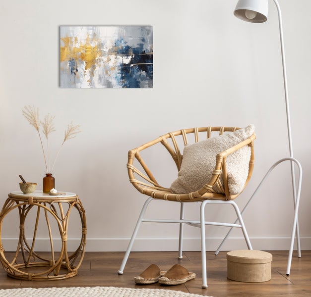 Leinwandbild, Canvasmaterial, Handmade in Deutschland, Wandbild, bedruckt, Abstrakt gold und blau_ CCS00418 in 60x40cm