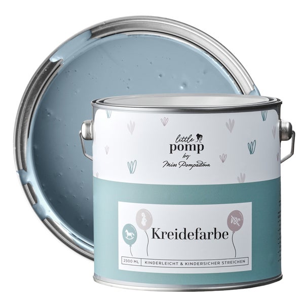 MissPompadour Wandfarbe Kinderzimmer Blau und Edel 2,5L mit hoher Deckkraft - geruchsneutrale, spritzfreie Kreidefarbe - atmungsaktiv, wasserbasiert, VOC-frei - LittlePomp