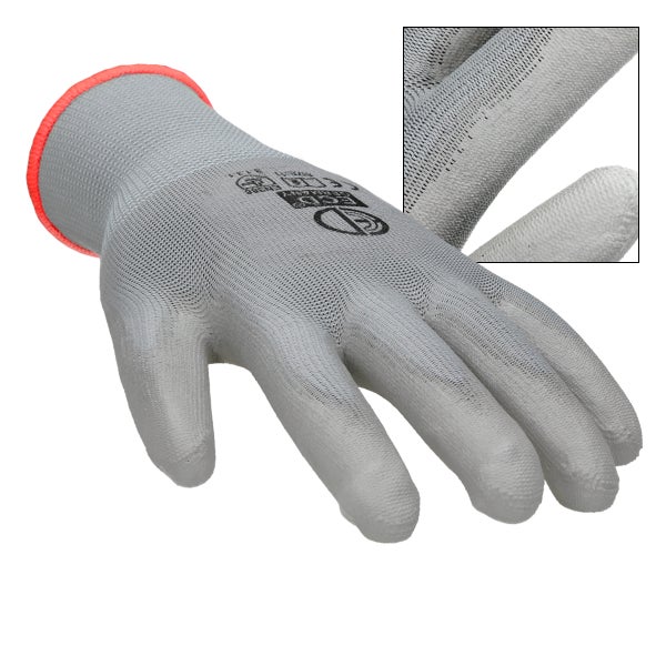 ECD Germany 144 Paar Arbeitshandschuhe mit PU-Beschichtung, Größe 7-S, Grau, atmungsaktiv, rutschfest, robust, Mechanikerhandschuhe Montagehandschuhe Schutzhandschuhe Gartenhandschuhe Handschuhe