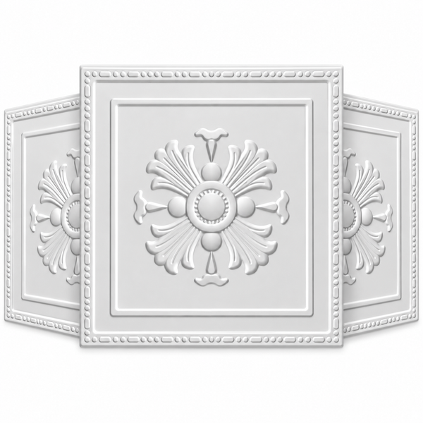 Quadratische Deckenplatte mit Ornamenten in klassischem Design fuer die Wand oder Decke