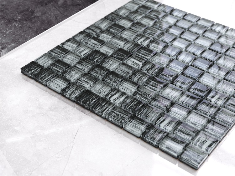 Glasmosaik auf Netz für Bad und Küche 30cm x 30cm  - Iron Earth