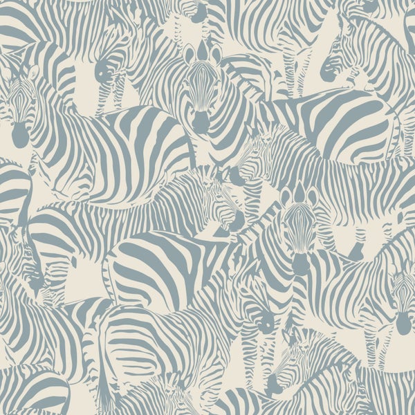 ESTAhome Tapete Zebras Blau 50 x 900 cm