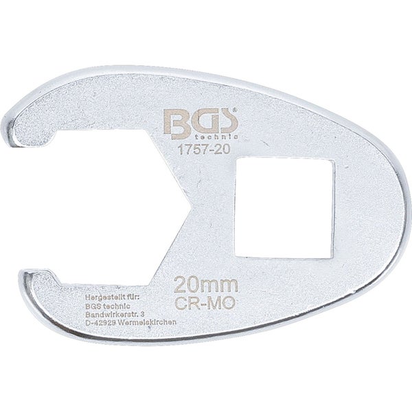 BGS Hahnenfußschlüssel Antrieb Innenvierkant 12,5 mm (1/2) SW 20 mm - 1757-20