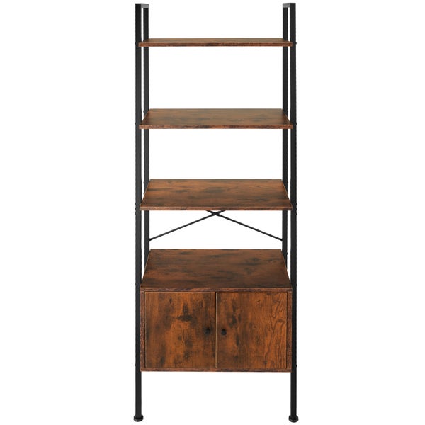 Leiterregal tectake Brentwood inklusive Kippschutz, 57,5 x 34 x 173 cm Industrial Style Industrial Holz dunkel, rustikal