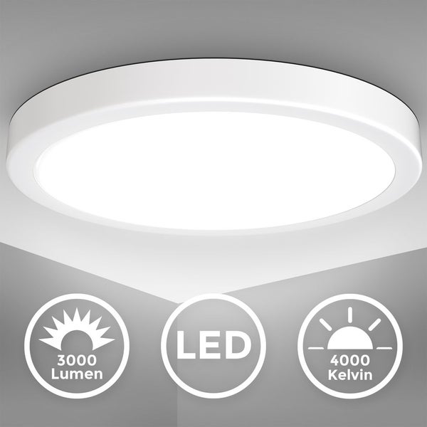 Deckenlampe Ø38 cm - 24W, 3000lm, LED, neutralweiß, weiß