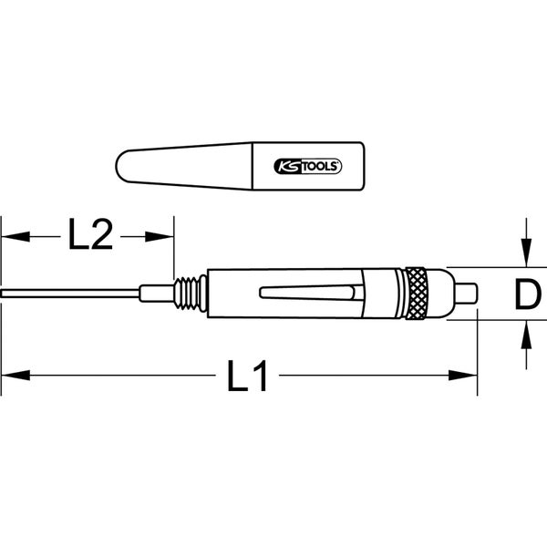 Reifendruckprüfer in Stiftform mit Kappe