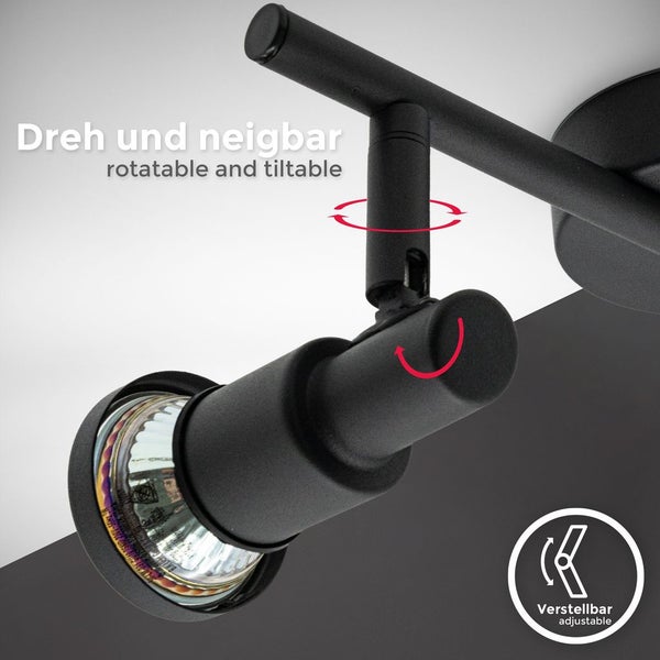 Deckenleuchte Bad LED Decken-Strahler Spot 2x GU10 Schwarz Badezimmer-Lampe IP44