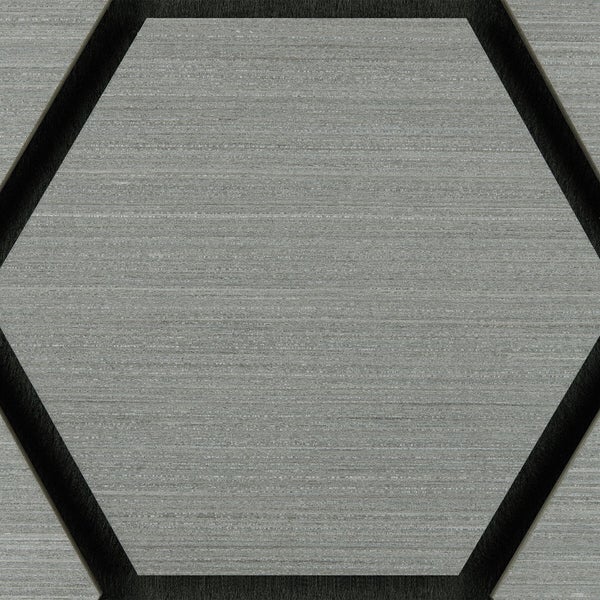 Vliestapete mit Sechseck-Muster und feiner horizontaler Textur.