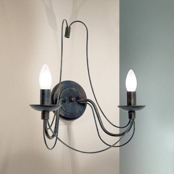 Zweiflammige Wandleuchte im rustikalen Design aus Metall für den Innenbereich