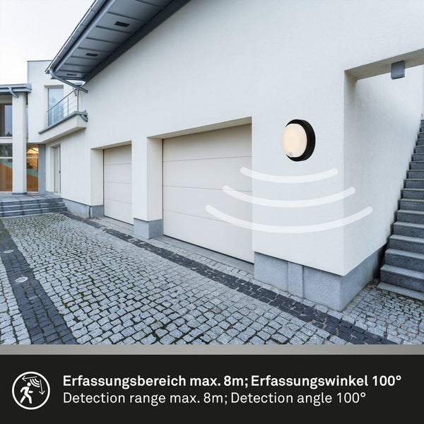Battery LED Outdoor Wall Light,Sensor,black,LED/4W