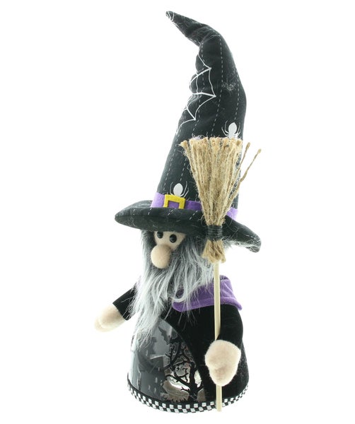 Dekorative Halloween-Hexenfigur mit Besen