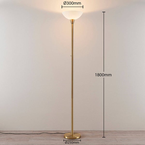 Stehleuchte mit den Maßen 1800 mm Höhe, 300 mm Durchmesser oben und 250 mm Durchmesser unten