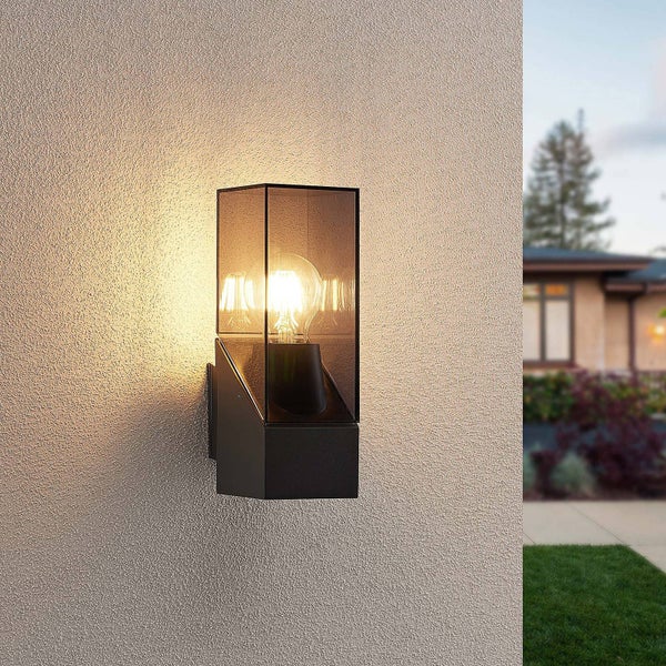 Lucande Wandleuchte außen Fiola (spritzwassergeschützt (Modern) in Schwarz aus Aluminium (1 flammig, E27) - Außenwandleuchten Wandlampe Led Außenlampe Outdoor für Außenwand/Hauswand