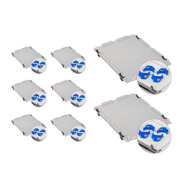 PROREGAL Spar Set 8x Eurobox Nextgen Economy Mit Auflagedeckel & 4x Schiebeschnappverschlüsse Blau Griffe Offen HxBxT 22 x 30 x 40 cm 20 Liter