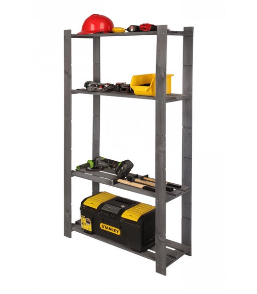 PROREGAL Holzregal Pinepeak HxBxT 150 x 80 x 28 cm 4 Fachboden 1,2 cm Dickes Kiefernholz Grau