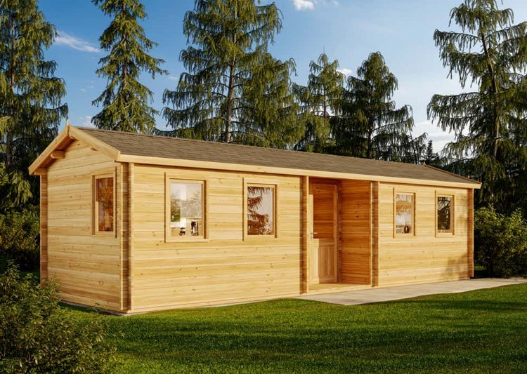 Alpholz Gartenhaus Helmand Gartenhaus aus Holz in natur, Holzhaus mit 44 mm Wandstärke, Blockbohlenhaus mit Montagematerial imprägniert 9,2x3,3m