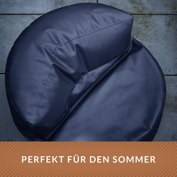 Green Bean Sitzsack Sofa aus Kunstleder mit EPS Perlen Füllung - Lounge im Sitzsack-Design 90 x 50 cm mit ergonomischer Rückenlehne - Dunkelblau