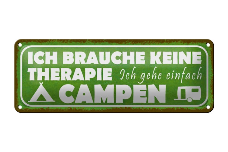 Blechschild Spruch 27x10cm Camping ich gehe einfach campen Dekoration