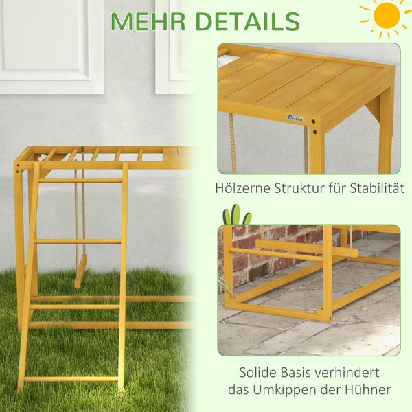 Klettergerüst aus Holz mit Leiter und Schaukel