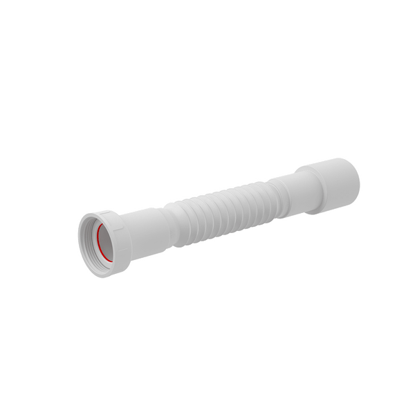 Flexibler Siphonanschluss aus weißem Kunststoff mit Dichtung