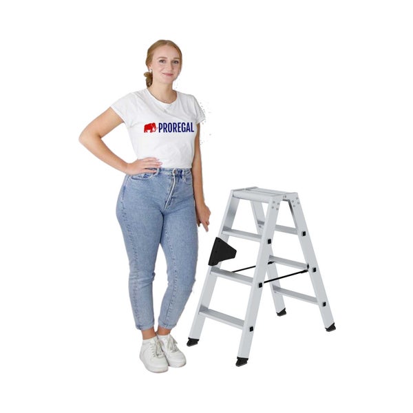 PROREGAL Stufen-Stehleiter Beidseitig Begehbar 2 x 4 Stufen