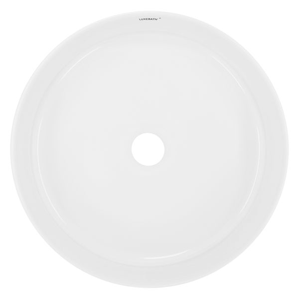 ECD Germany Design Waschbecken Waschtisch Ø 355 x 120 mm inkl. Ablaufgarnitur für Waschbecken ohne Überlauf Keramik Rund Weiß Aufsatzbecken Aufsatzwaschbecken Waschschale Aufsatzwaschtisch Spülbecken
