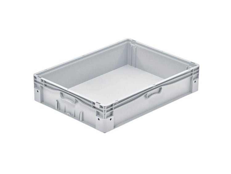 PROREGAL SparSet 2x Euro-Norm Großbehälter HxBxT 17 x 60 x 80 cm 72 Liter Glatter Boden Grau Eurobehälter Transportbox