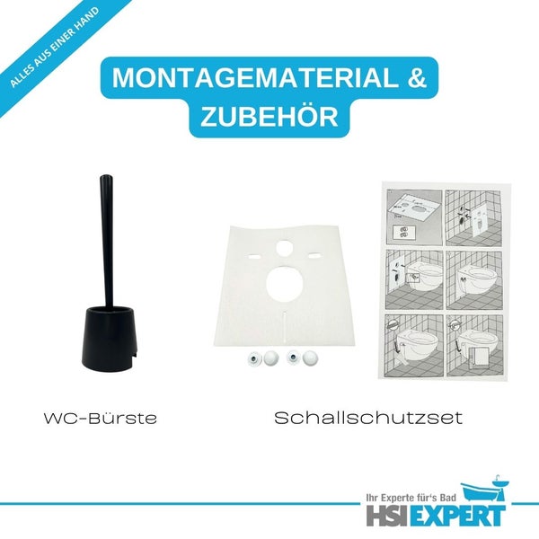 Toilettenbürste und Schallschutzset für die Montage
