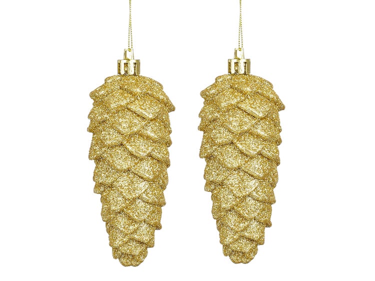 LAALU Satz von 2 Ornamenten: Kegel gold 11 cm