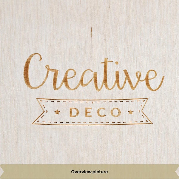 30 Platten Birkensperrholz, Format A5 14,8 mal 21 Zentimeter, 3 Millimeter dick, für Laserschneiden und Brandmalerei. Creative Deco Logo.
