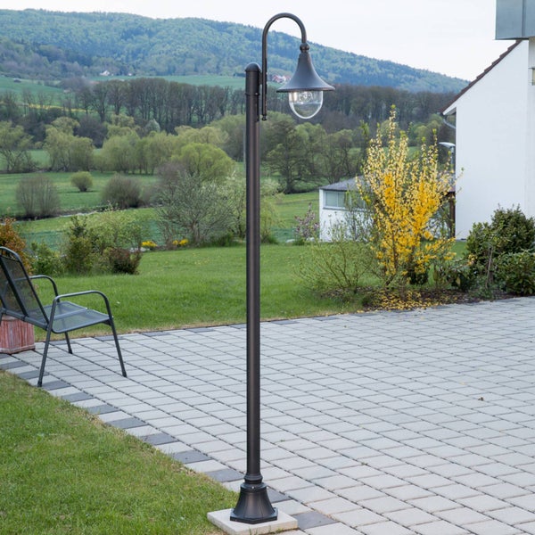 Lindby Mastleuchte außen Daphne (spritzwassergeschützt (Modern) in Schwarz aus Aluminium (1 flammig, E27) - Kandelaber Außenleuchte