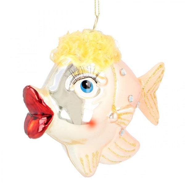 Dekofigur Fisch mit Schmollmund als Christbaumschmuck