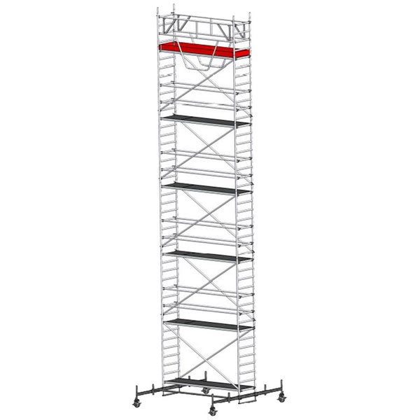 Hohes Gerüst mit mehreren Plattformen und Rädern