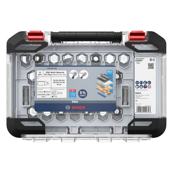 Bosch Multi Material Elektriker Set in transparenter Aufbewahrungsbox