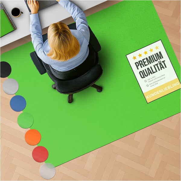 Bodenschutzmatte PE CHROMA - Grün - 90x120 cm - Hartboden - Bunte Schutzmatte als Unterlage für Bürostuhl