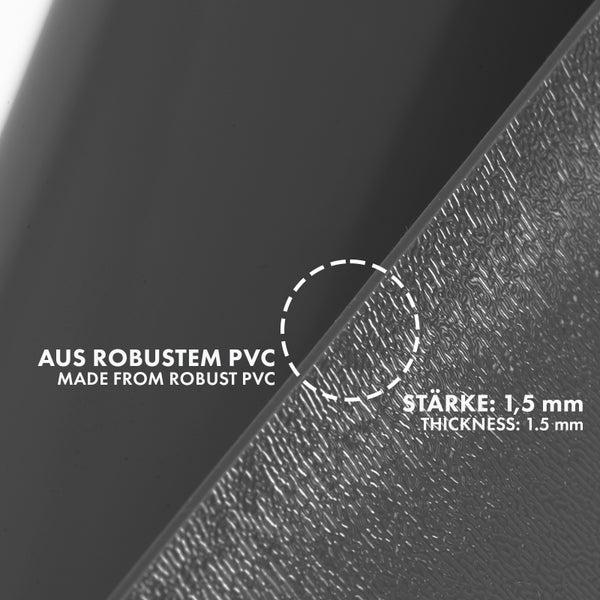 Detailansicht aus robustem PVC mit einer Stärke von 1,5 Millimeter.