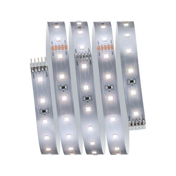 MaxLED 500 LED-Streifen Eigenschaften: Klebeband auf der Rückseite, 64 LEDs pro Meter, kürzbar alle 12,5 cm, leicht zu verbinden