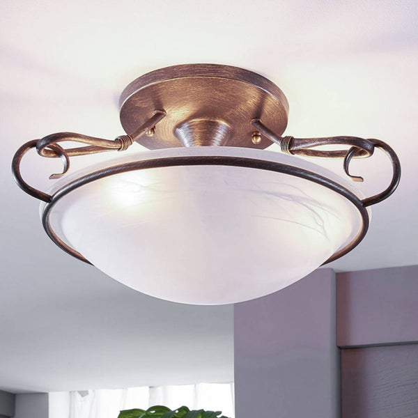 Deckenleuchte mit Glaskuppel und Metallgestell