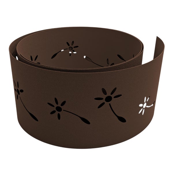 Rasenkante aus Metall mit Blumendekor