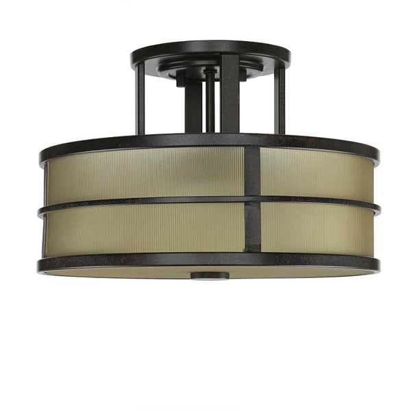 Deckenleuchte mit Lampenschirm aus geriffeltem Glas