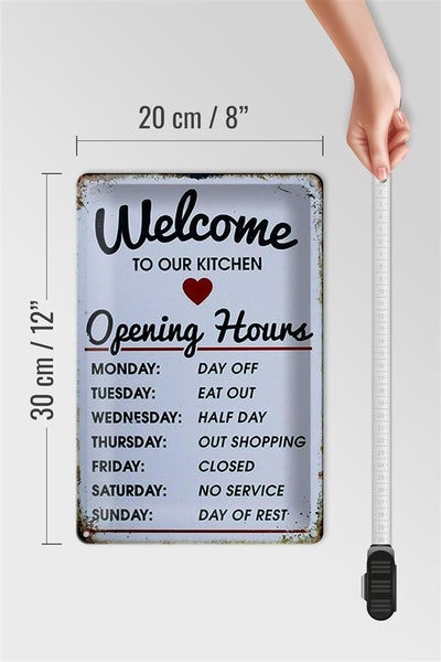 Blechschild Spruch 20x30cm welcome to our Kitchen Opening