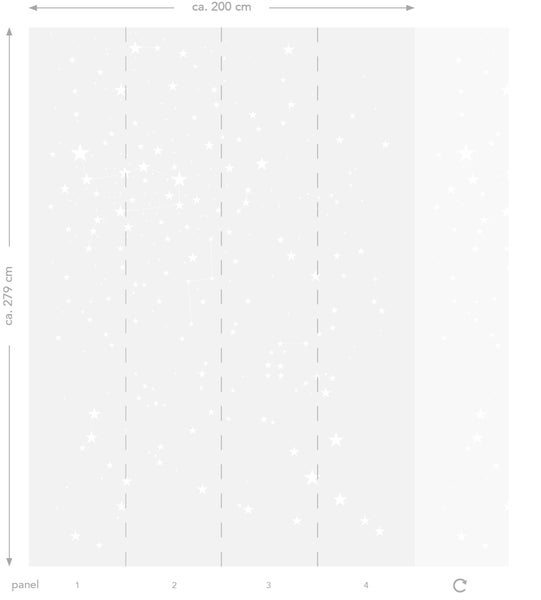 Fototapete mit Sternenmuster, circa 200 x 279 cm