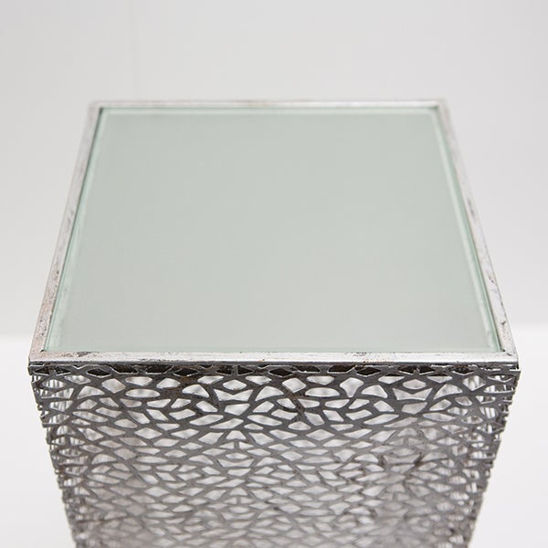 Säule GILDE Säulen Höhe 70cm Breite 27cm silberfarben Glas, Metall